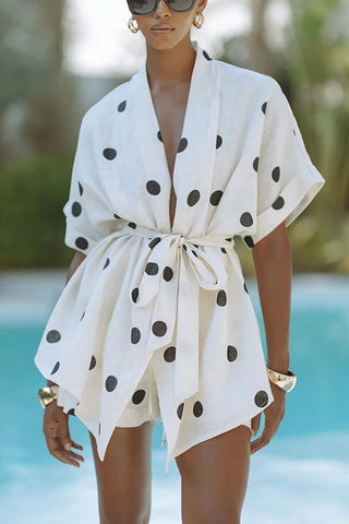Polka Dot Wrap Shorts Set