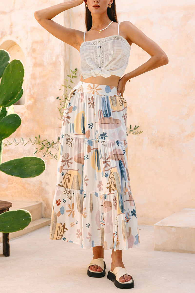 Floral Tiered Maxi Skirt