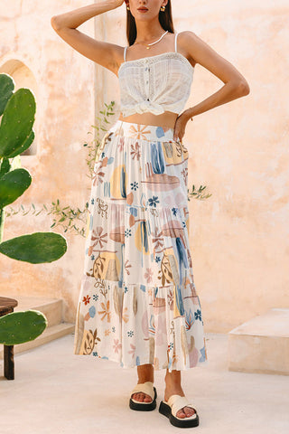Floral Tiered Maxi Skirt