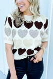 Valentine Heart Short Sleeve Sweater