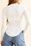 Snap-Button V-Neck Blouse
