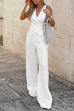 Elegant Wrap-Top Wide-Leg Pants Set