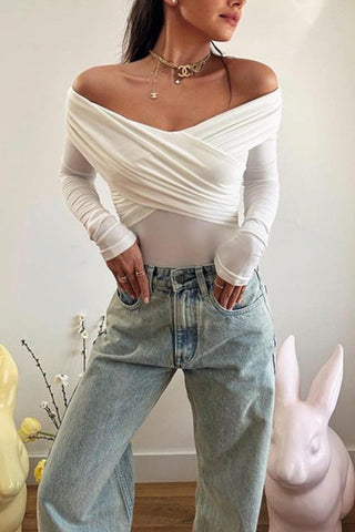 Off-Shoulder Wrap Bodysuit