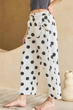 Polka Dot Bow Detail Pocketed Pants