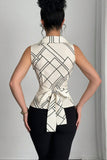 Abstract Print Peplum Tank Top