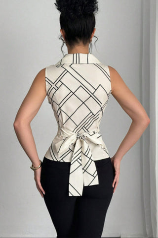 Abstract Print Peplum Tank Top