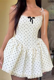 Polka Dot Tie-Strap Casual Dress