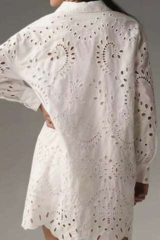 Eyelet Long Shirt Blouse