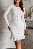 Elegant Button Detail Casual Dress