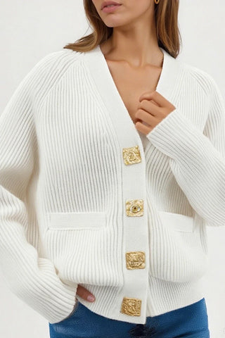 Classic Buttoned Cardigan with Pockets