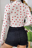 Heart Pattern Sheer Long Sleeve Tee