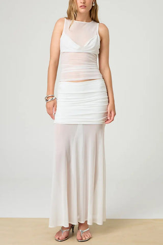 Draped Mesh Tank Top