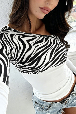 Asymmetrical Zebra Print T-Shirt