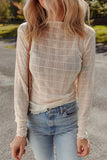 Sheer Plaid Mesh Slim Fit Top