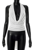 Plunge Neck Draped Halter Top