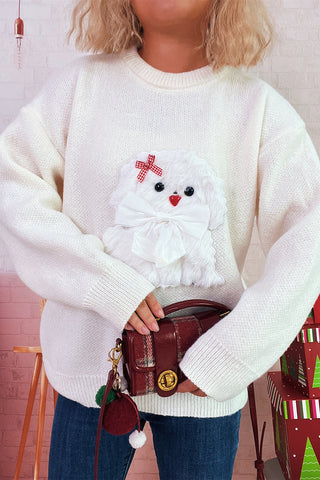 Playful Puppy Appliqué Sweater