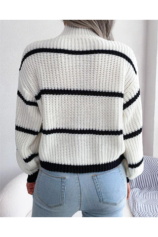 Striped Relaxed Turtleneck Sweater