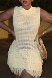 Fringe Hem Knitted Casual Dress