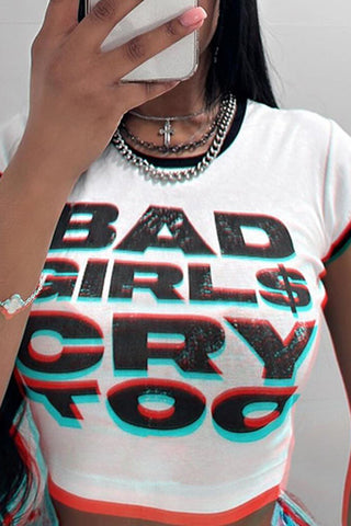 Graphic Crop T-Shirt with Bold Text