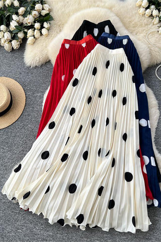 Polka Dot Pleated Skirt