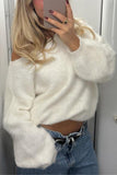 Off-Shoulder Fuzzy Sweater