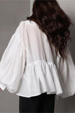 Oversized Collar Button-Up Blouse