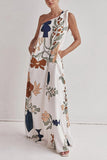 One-Shoulder Floral Casual Dress