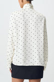 Polka Dot Tie-Neck Blouse