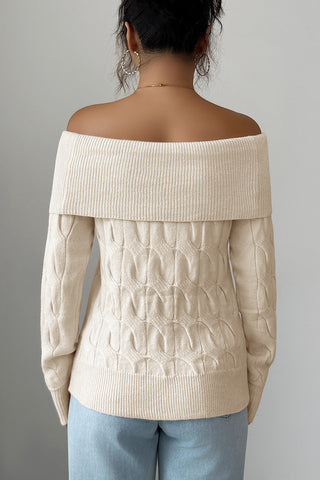 Off-Shoulder Cable Knit Sweater