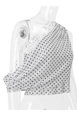 One-Shoulder Polka Dot T-Shirt