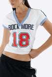 Graphic V-Neck Cropped T-Shirt