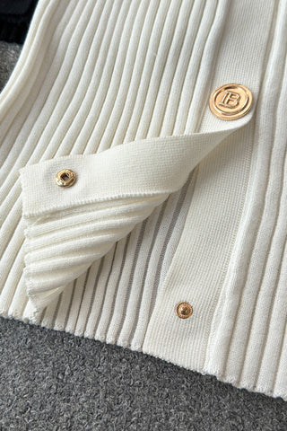 Button-Front Ribbed Top