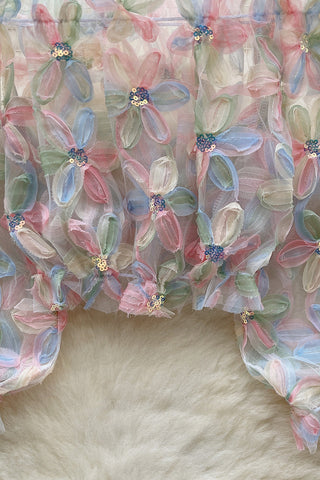 Floral Embellished Sheer Blouse