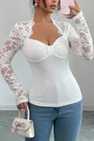 Lace-Sleeve Bustier T-Shirt