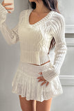 V-Neck Cable Knit Sweater