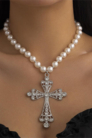 Beaded Cross Pendant Necklace