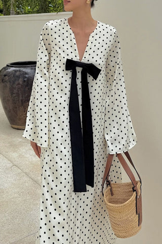 Polka Dot Long Sleeve Casual Dress