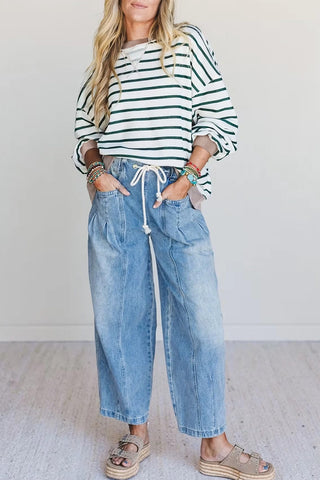 Rib Patchwork Drop Shoulder Sweatshirt