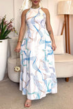Halter Maxi Dress with Abstract Print