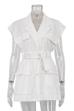 Belted Sleeveless Blazer Shirt