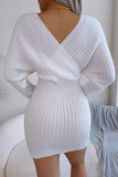 Ribbed V-Neck Knit Dress