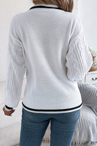 V-Neck Cable Knit Sweater