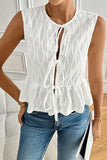 Textured Tie-Front Peplum Tank