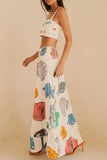 Printed Crop Top and Maxi Skirt Set
