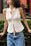 Button-Front Sleeveless Top
