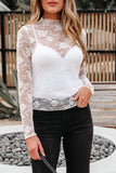 Sheer Lace Mesh Long Sleeve Top