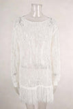 Off-Shoulder Mesh Fringe Cover-Up
