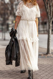Sheer Floral Ruffle Tie Waist Maxi Dress