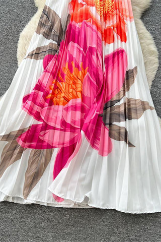 Floral Pleated Halter Dress