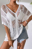 Fringe Open-Knit Beach Cover-Up